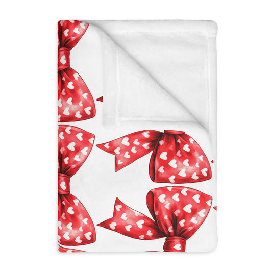 Velveteen Blanket - Heart Coquette Bow Design